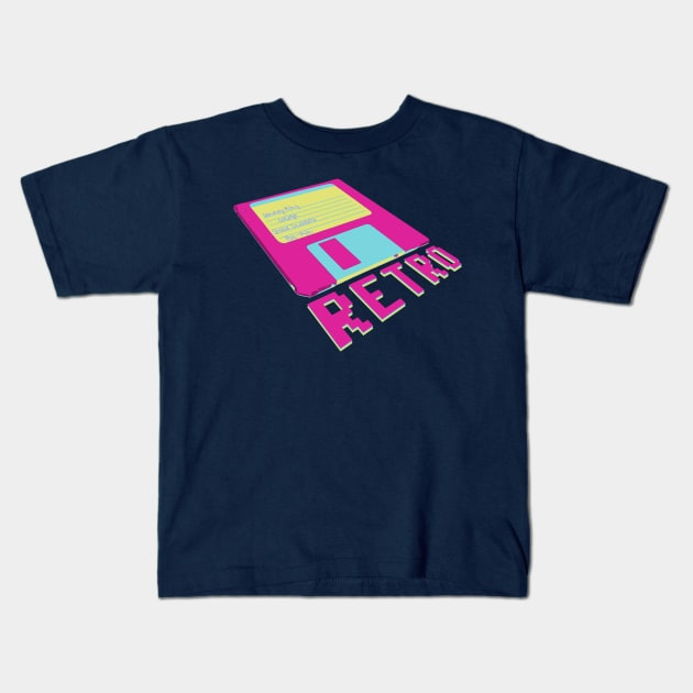 Retro Gaming Floppy Disk Kids T-Shirt by Nerd_art